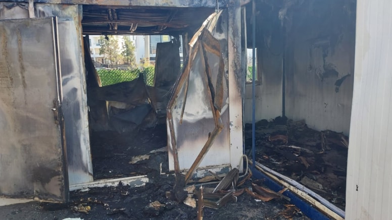 Bodrum’da konteyner lisede yangın