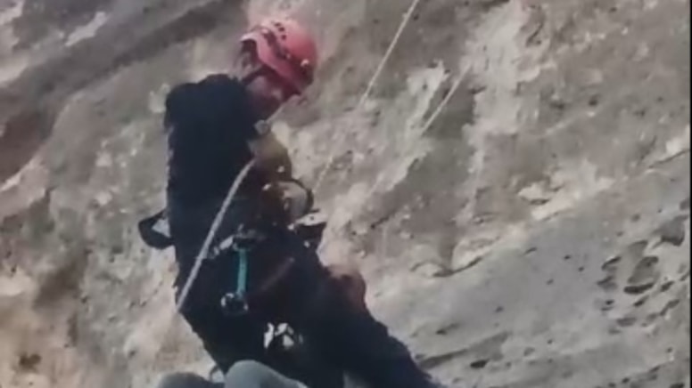 Kayalıklarda mahsur kalan çoban, kurtarıldı