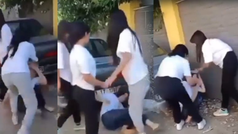 Genç kızların tekmeli yumruklu "küfür" kavgası!