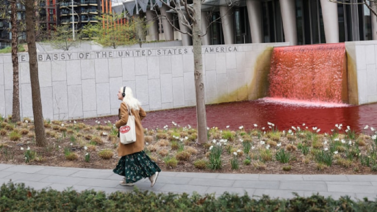 ABD Büyükelçiliği'nin havuzunu kırmızıya boyadılar: Greenpeace direktörü tutuklandı