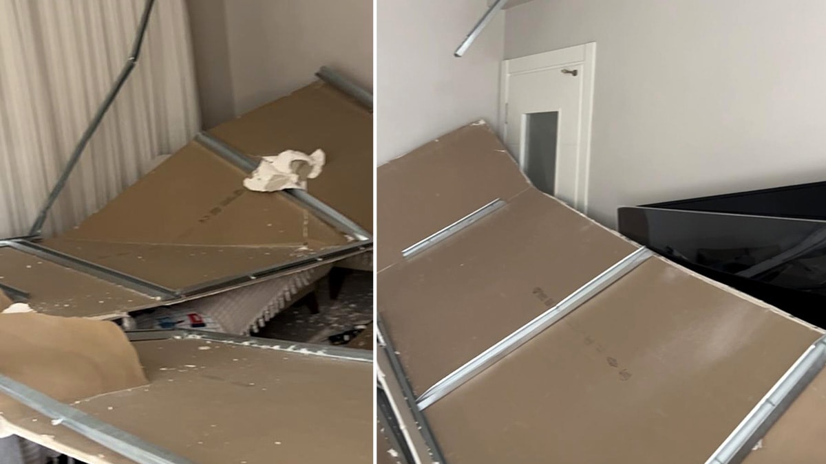 Salondaki asma tavan çöktü anne ve 2 çocuğu son anda kurtuldu