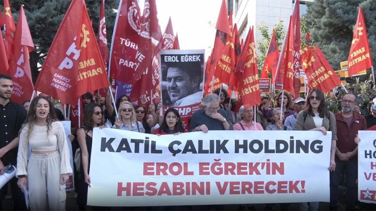 Çalık Holding önünde Erol Eğrek protestosu