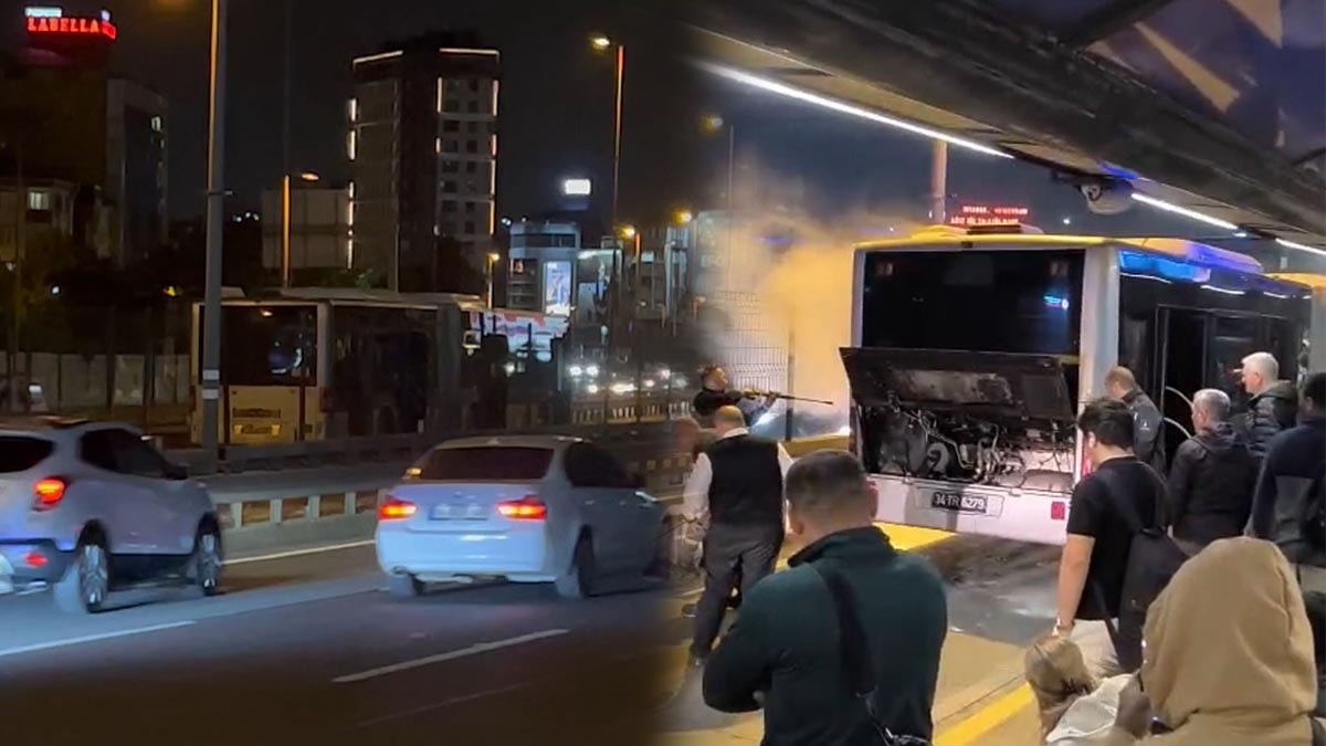 Okmeydanı'nda metrobüs alev aldı! Yolcular tahliye edildi