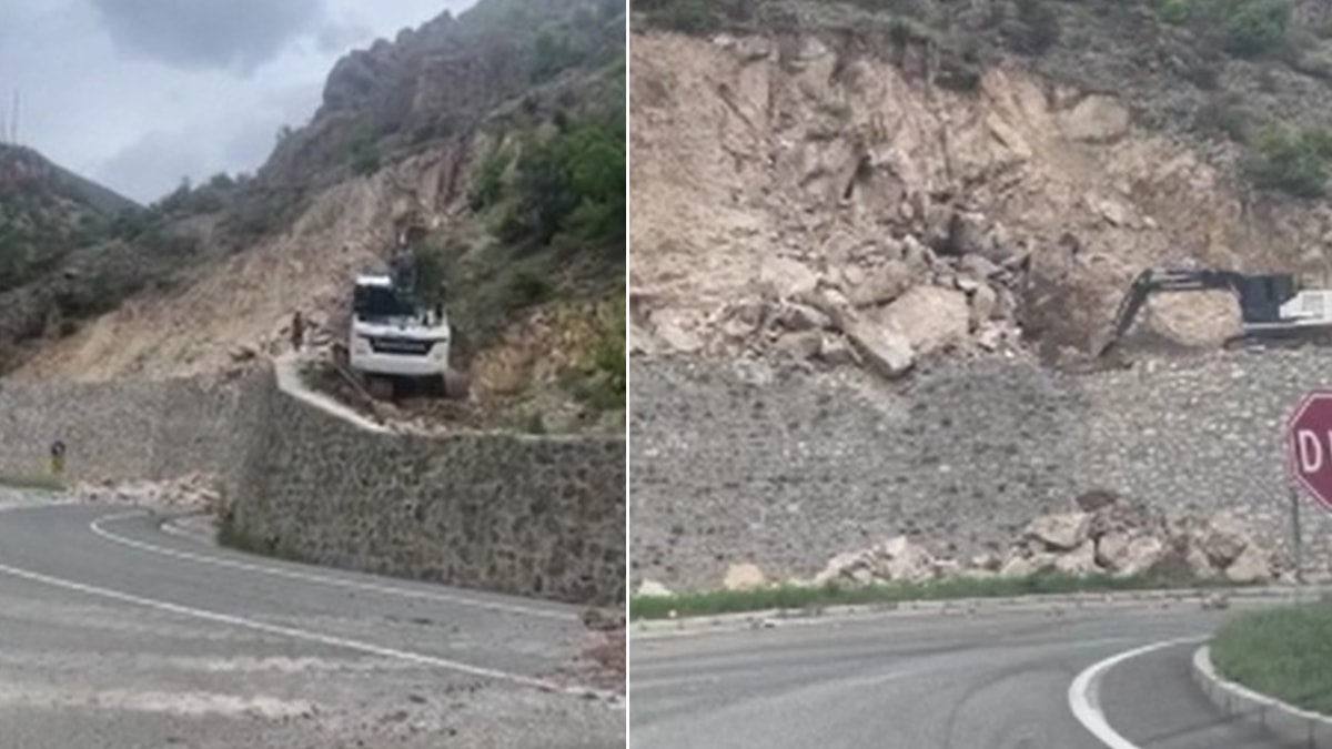 Gümüşhane'de heyelan nedeniyle mahalle yolu ulaşıma kapatıldı