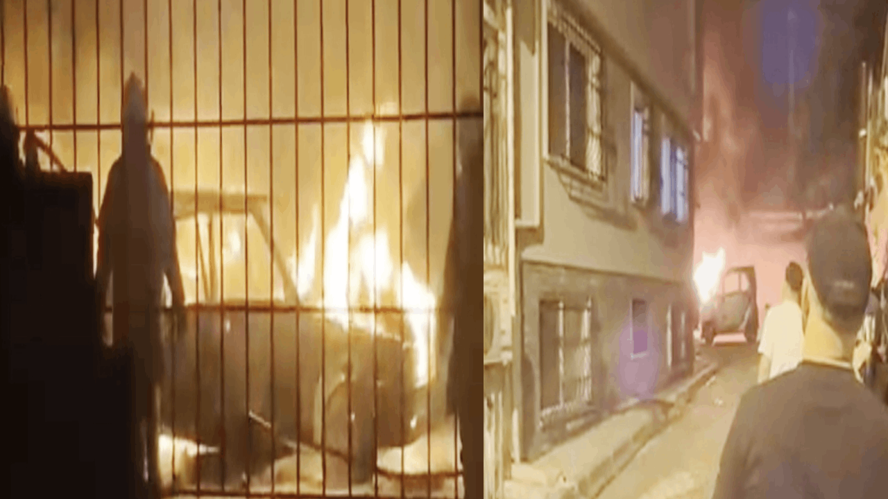 Eşini tehdit edip, ağabeyinin arabasını yaktı: O anlar kamerada