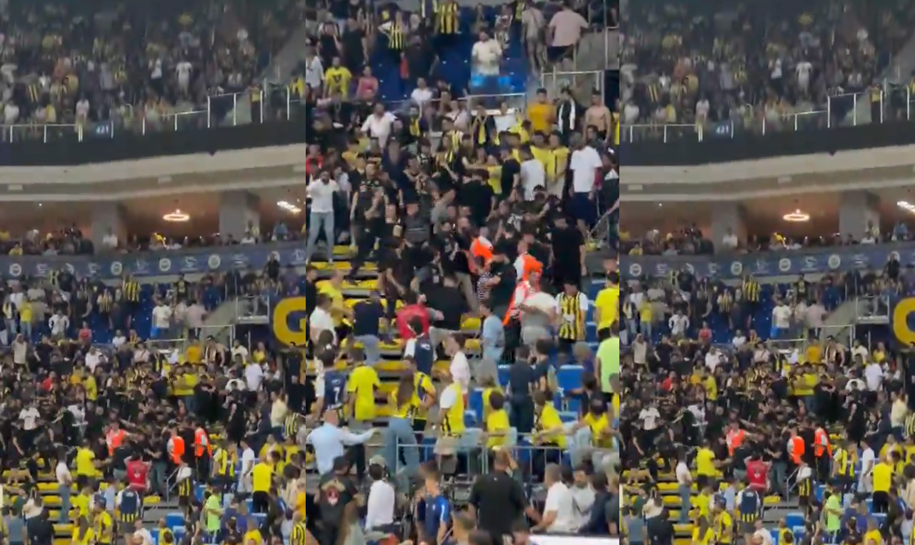 Derbide tribünler karıştı! Yöneticiler araya girdi