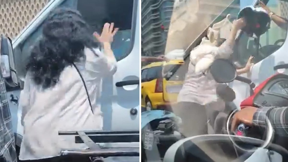 'Beni sıkıştırdın' diyen kadın sürücü kamyonet şoförüne kaskla saldırdı