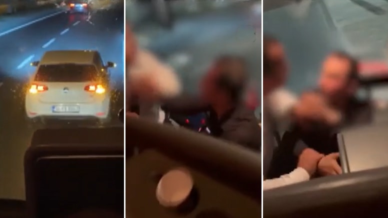 'Yol verme' tartışmasında sürücüyle otobüs şoförü birbirine girdi
