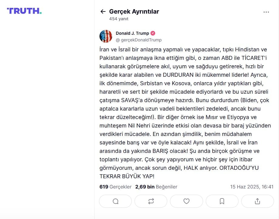 Son Dakika açıklaması Trump’tan geldi! ‘Yakında barış olacak’