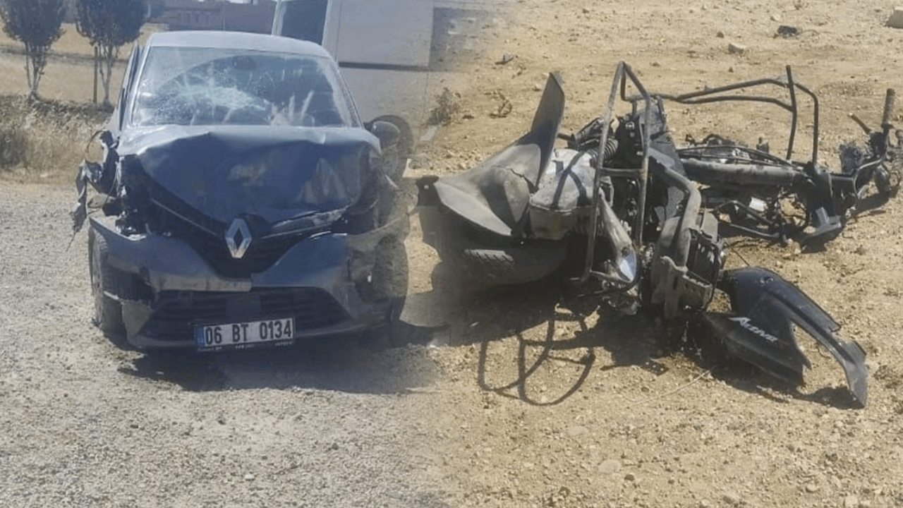 Otomobille çarpışan motosikletin sürücüsü felaketi yaşadı