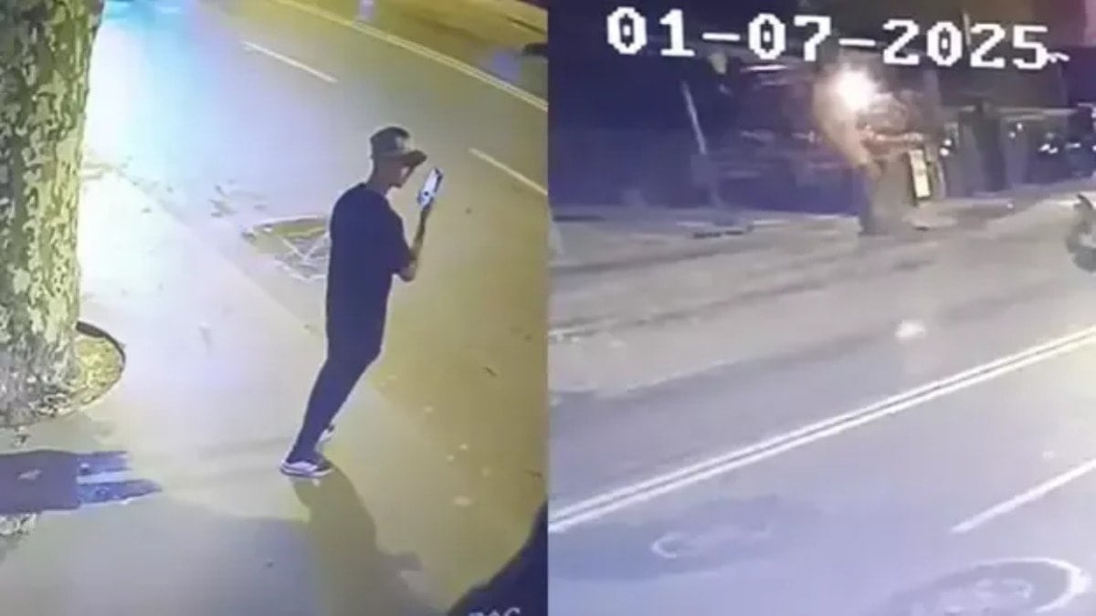 Önce kayda aldı sonra iki kez molotof attı