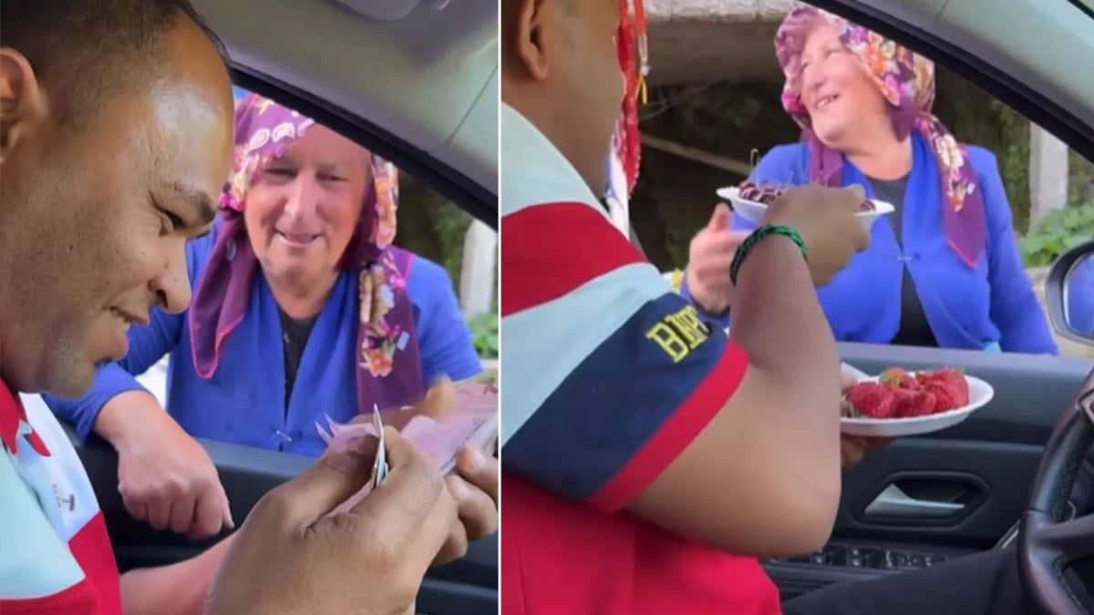 Arap turist önce bir tomar para çıkardı, sonra Karadenizli esnafla dalga geçtiği anları paylaştı