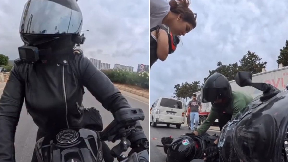 Motosiklet kullanan sürücü kırmızı ışıkta bekleyen minibüse çarptı