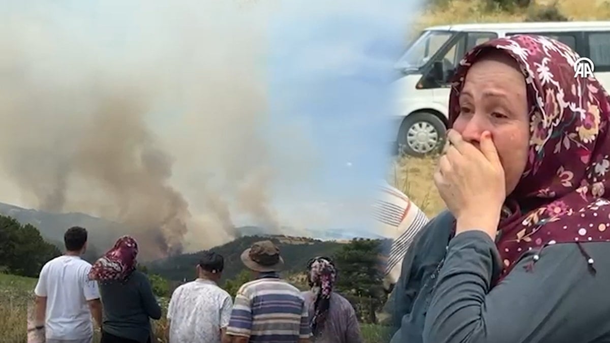 Uşak'ta orman yangını çıktı, köylüler gözyaşlarına boğuldu