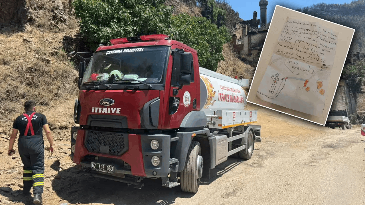 Yangın bölgesinde kız çocuğundan itfaiyecilere duygusal not: 'Küçüğüm ama...'