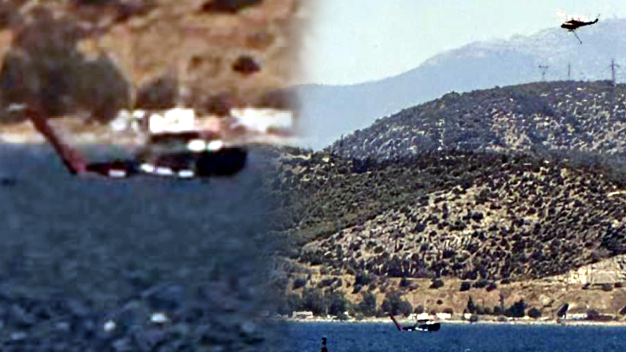 Yangın söndürme helikopteri denize acil iniş yaptı