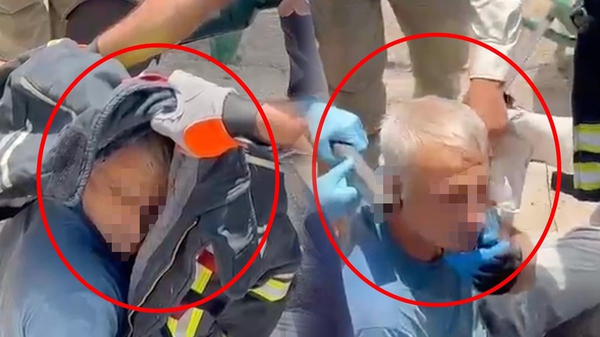 Kazı alanında korkutan kazada işçinin başına demir saplandı