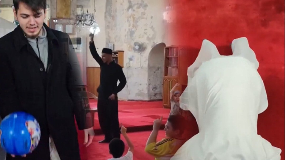 İçerik üretmek için camide şaklabanlık yaptılar! Sefo'nun viral şarkısına klip çektiler