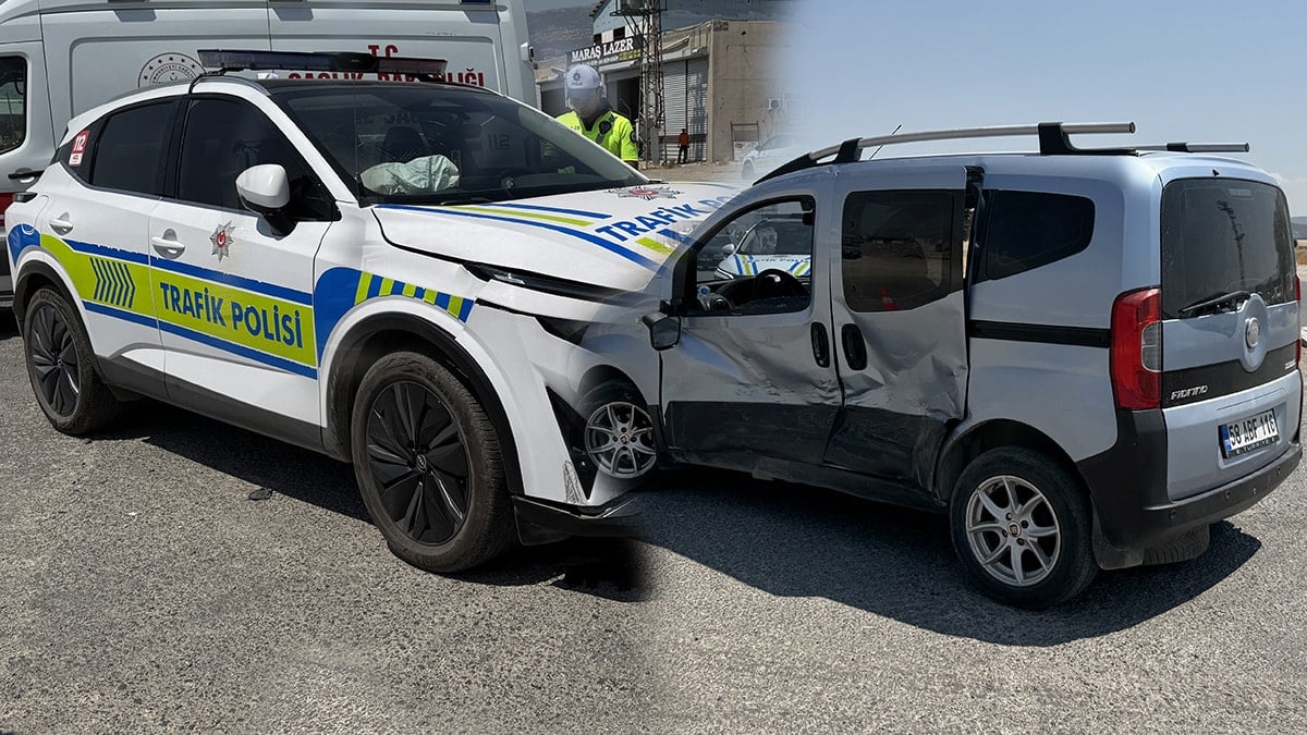 Trafik polisi aracıyla çarpıştı: 3 yaralı