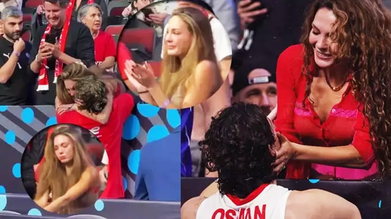 Ebru Şahin'in mutluluk gözyaşları... Galibiyet sonrası eşi Cedi Osman'a sarılarak ağladı