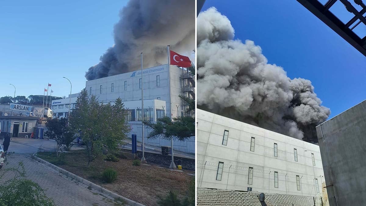 Kimyasal madde üreten fabrikada yangın çıktı