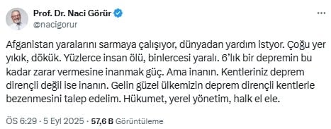 Naci Görür'den Afganistan depremi sonrası Türkiye'ye uyarı
