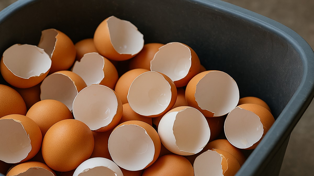 Yumurta kabuklarını çöpe atan yandı