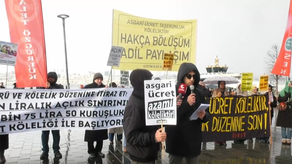 Kar altında asgari ücret protestosu