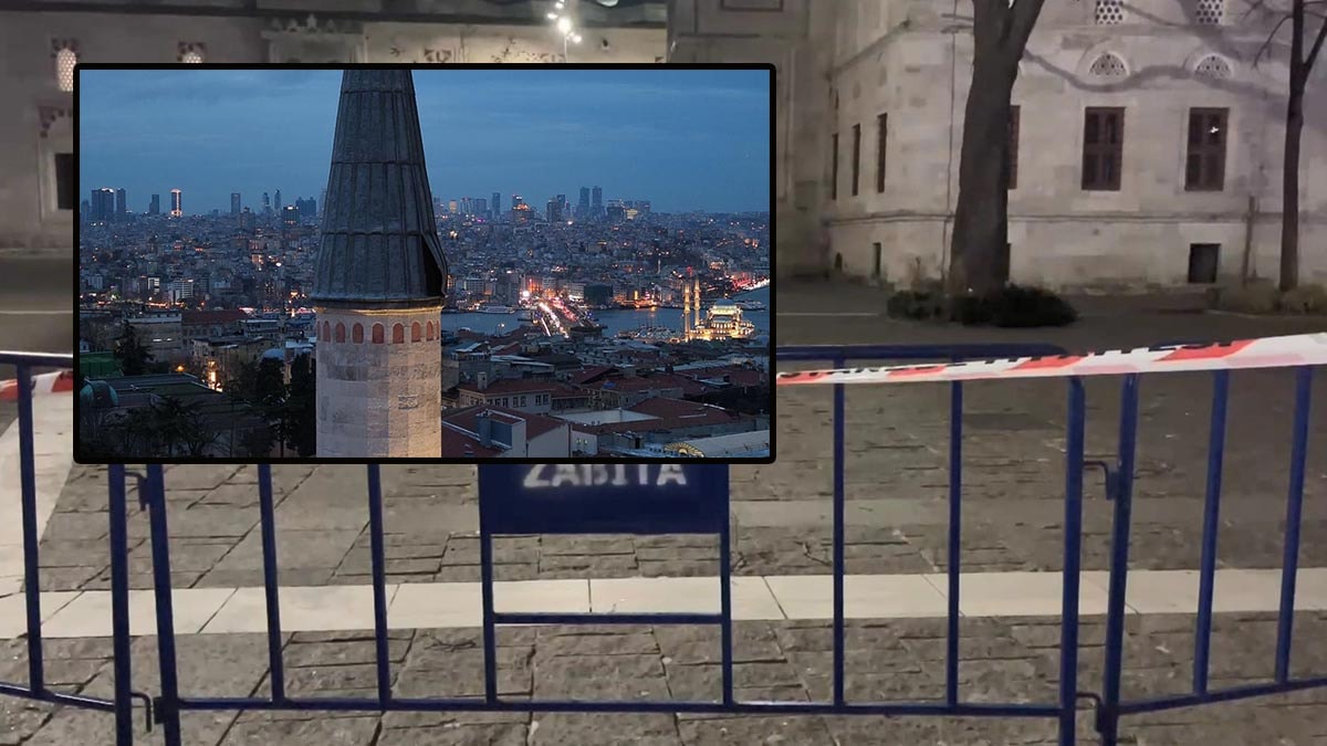 Beyazıt Camii'nde lodos minareyi vurdu