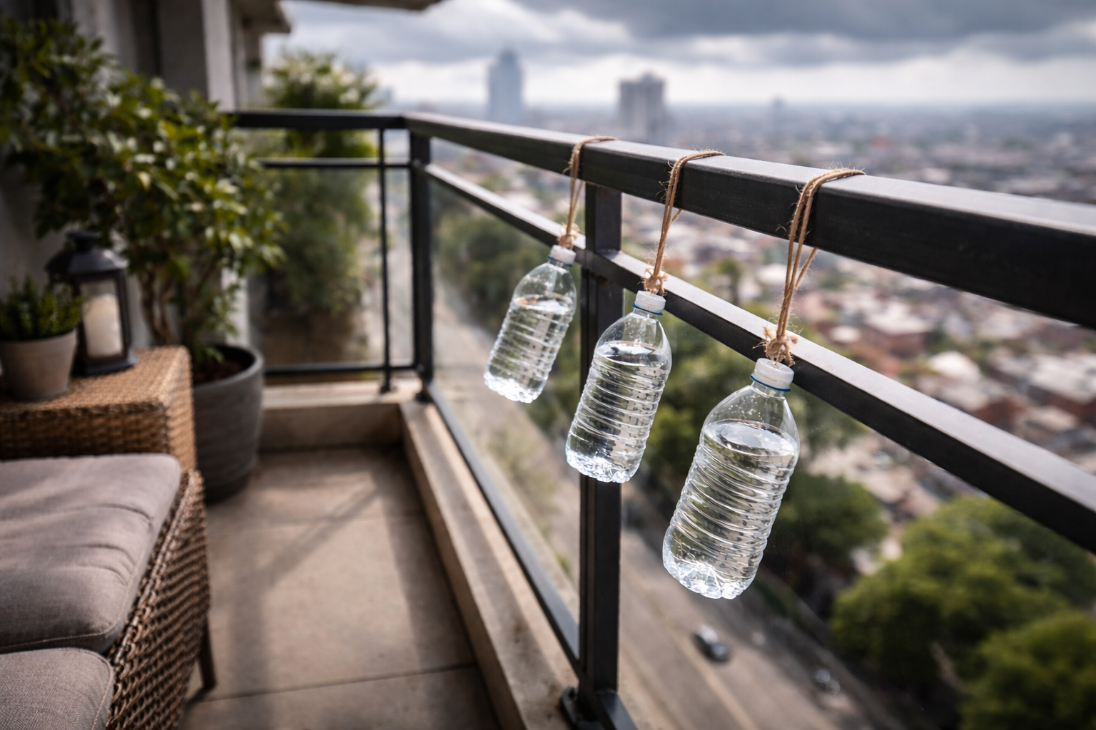 Balkona pet şişe bağlamadan dışarı çıkmayın