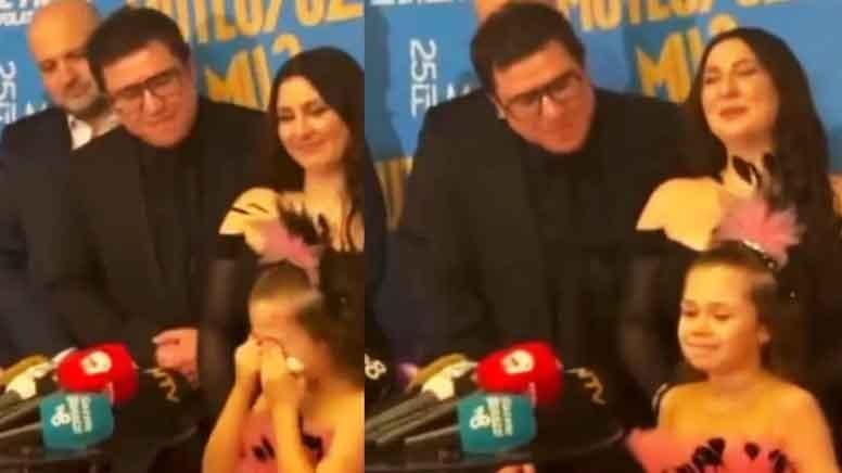 Babasını kaybeden çocuk oyuncu galada gözyaşlarına boğuldu