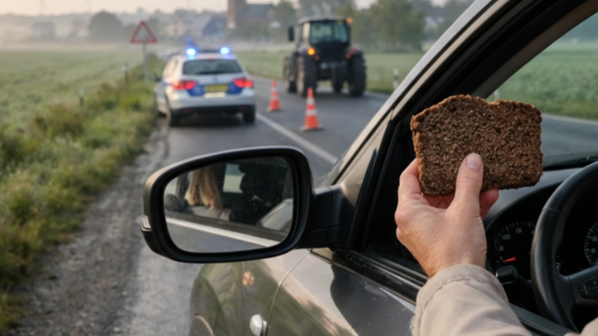 Araç sürerken elinde ekmek tutanlar yandı