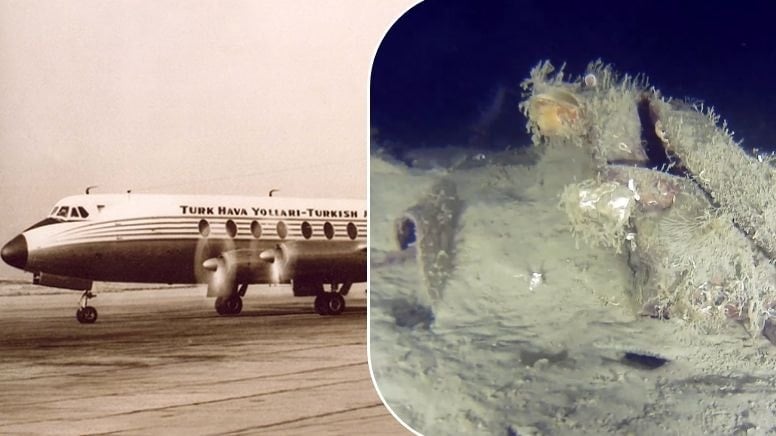 Marmara'nın derinliklerine gömülen uçağın enkazından parçalar görüntülendi