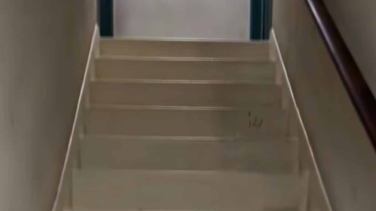 Merdivenin bir yarısı parlak ve beyazken, diğer yarısı soluk ve kirli... Nedenini öğrenen şaşkınlığını gizleyemiyor
