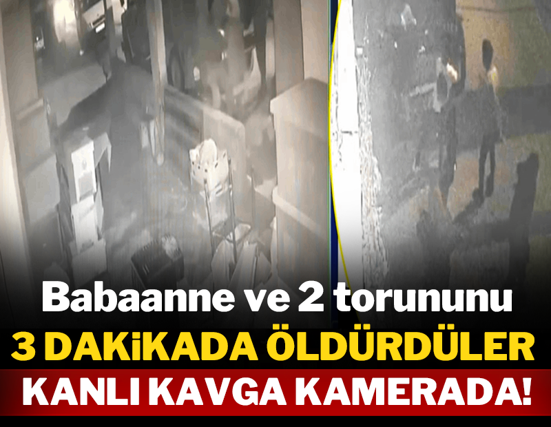 Babaanne ve 2 torununu 3 dakikada öldürdüler! Kanlı kavga kamerada!