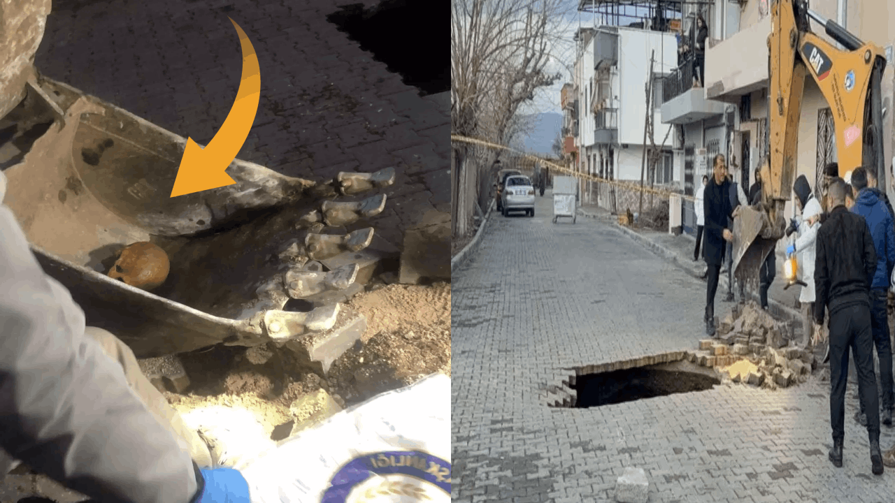 Korkunç olay: Yağışlardan yol çöktü, insan kafası bulundu