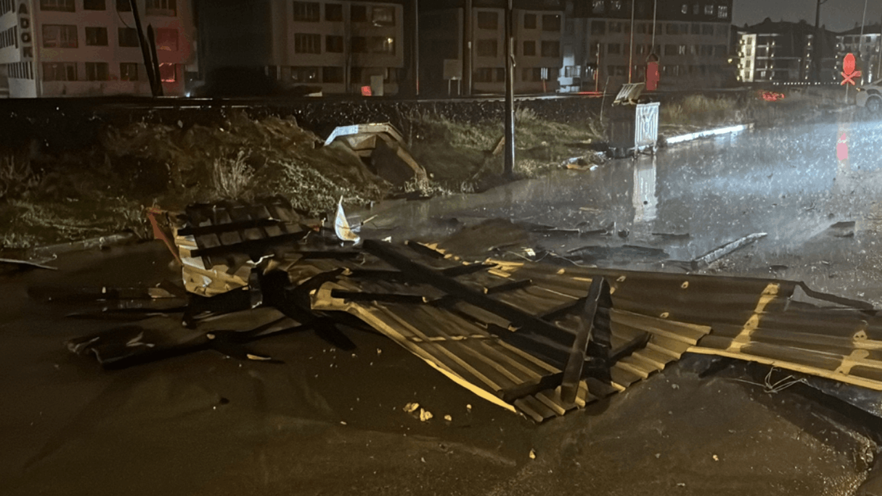 Kütahya’da kuvvetli rüzgar nedeniye evin çatısı uçtu, ağaçlar devrildi