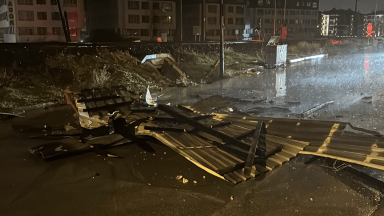 Kütahya’da kuvvetli rüzgar nedeniye evin çatısı uçtu, ağaçlar devrildi