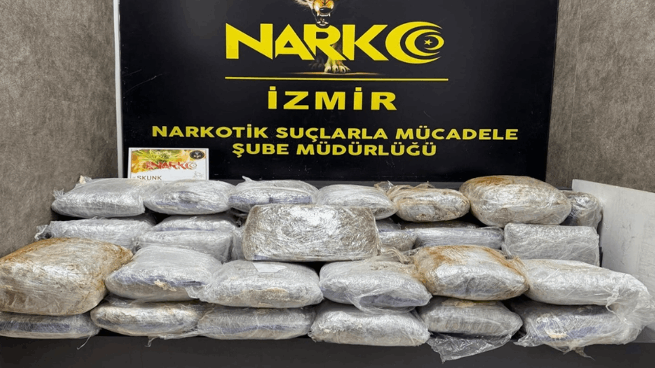 Otomobilden 65 kilo skunk çıktı
