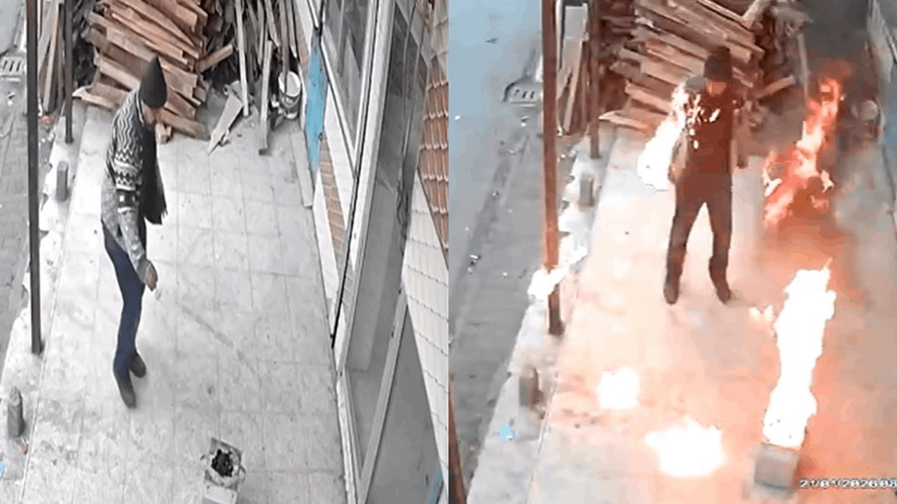 Çay demlemek için ateşe benzin döken fırıncı son anda kurtuldu