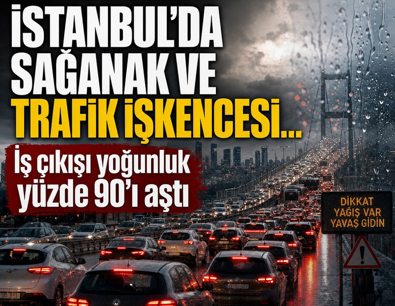 İstanbul'da sağanak ve trafik işkencesi... İş çıkışı yoğunluk yüzde 90'a ulaştı