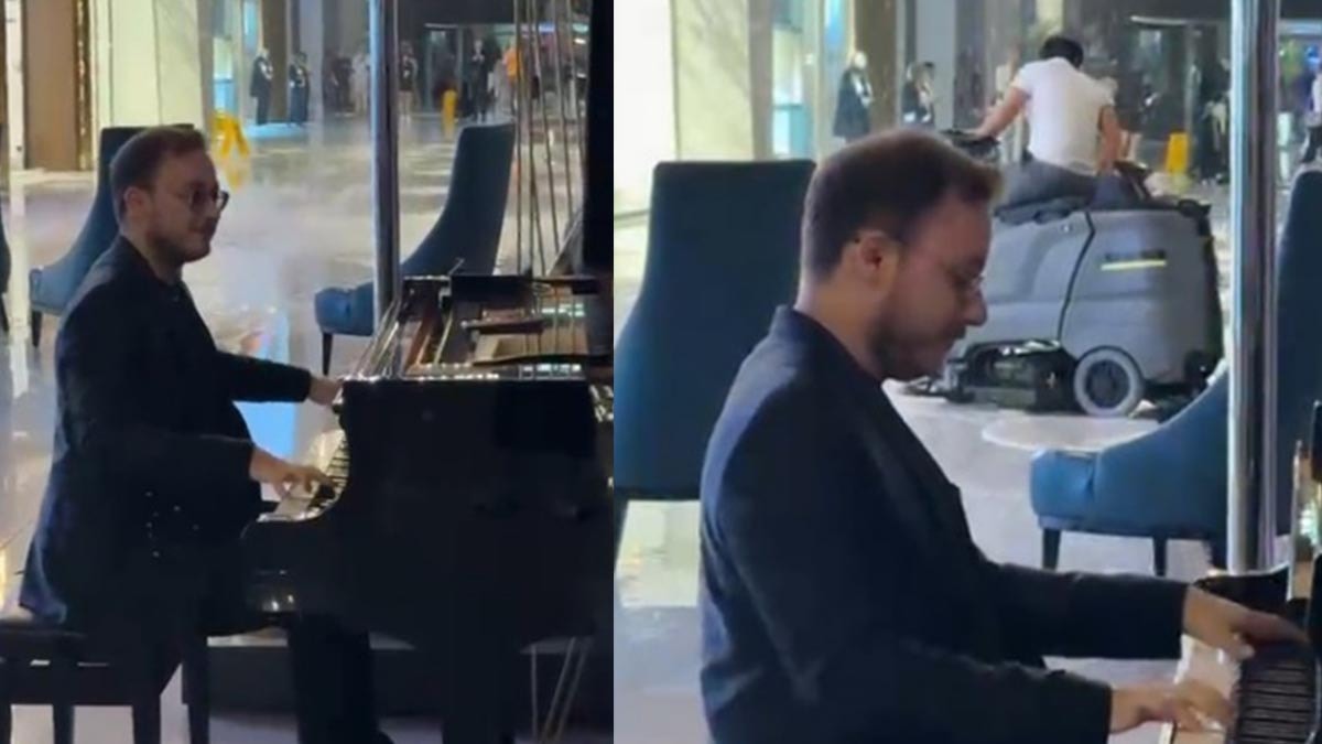 Su basan otelde ilginç anlar: Piyanist çaldığı şarkıyla konukları o film sahnesine götürdü