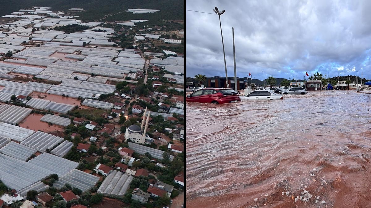 Antalya’da sağanak felaketi! Araçlar sürüklendi, seralar zarar gördü 