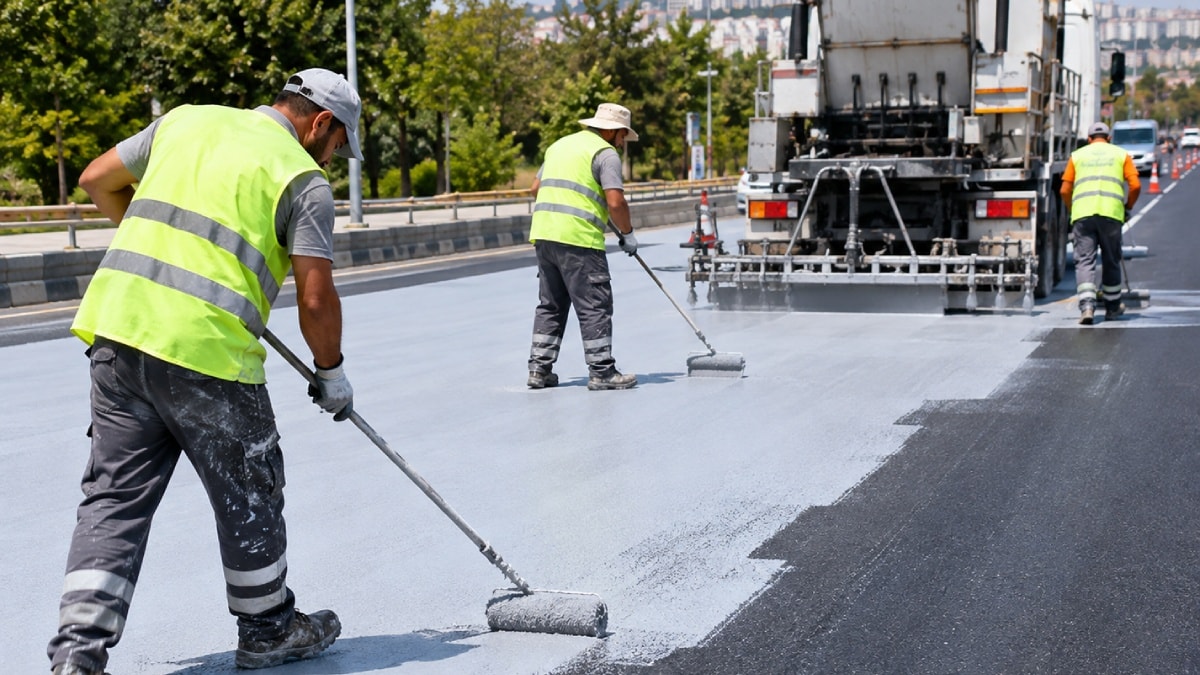 Siyah asfalt dönemi kapandı: 322 kilometrelik yolu griye boyadılar