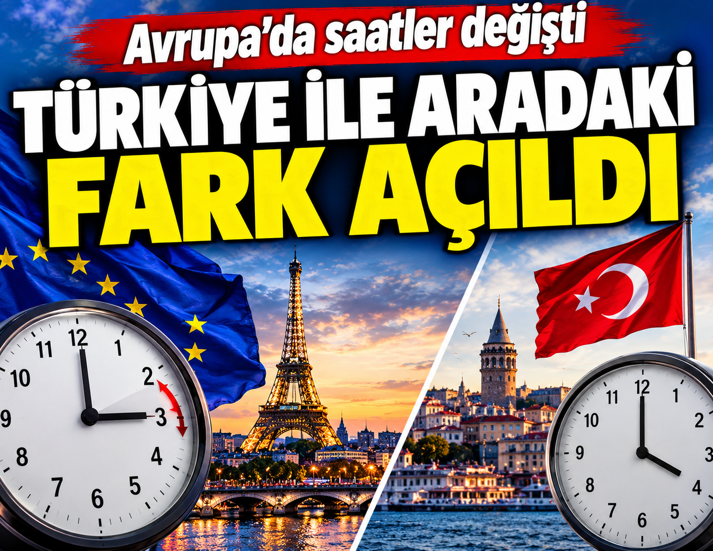 Avrupa'da saatler değişti: Türkiye ile aradaki fark açıldı