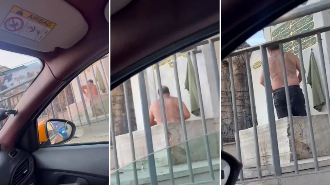 İstanbul'da ilginç anlar! Sokak ortasında çeşme suyuyla duş aldı