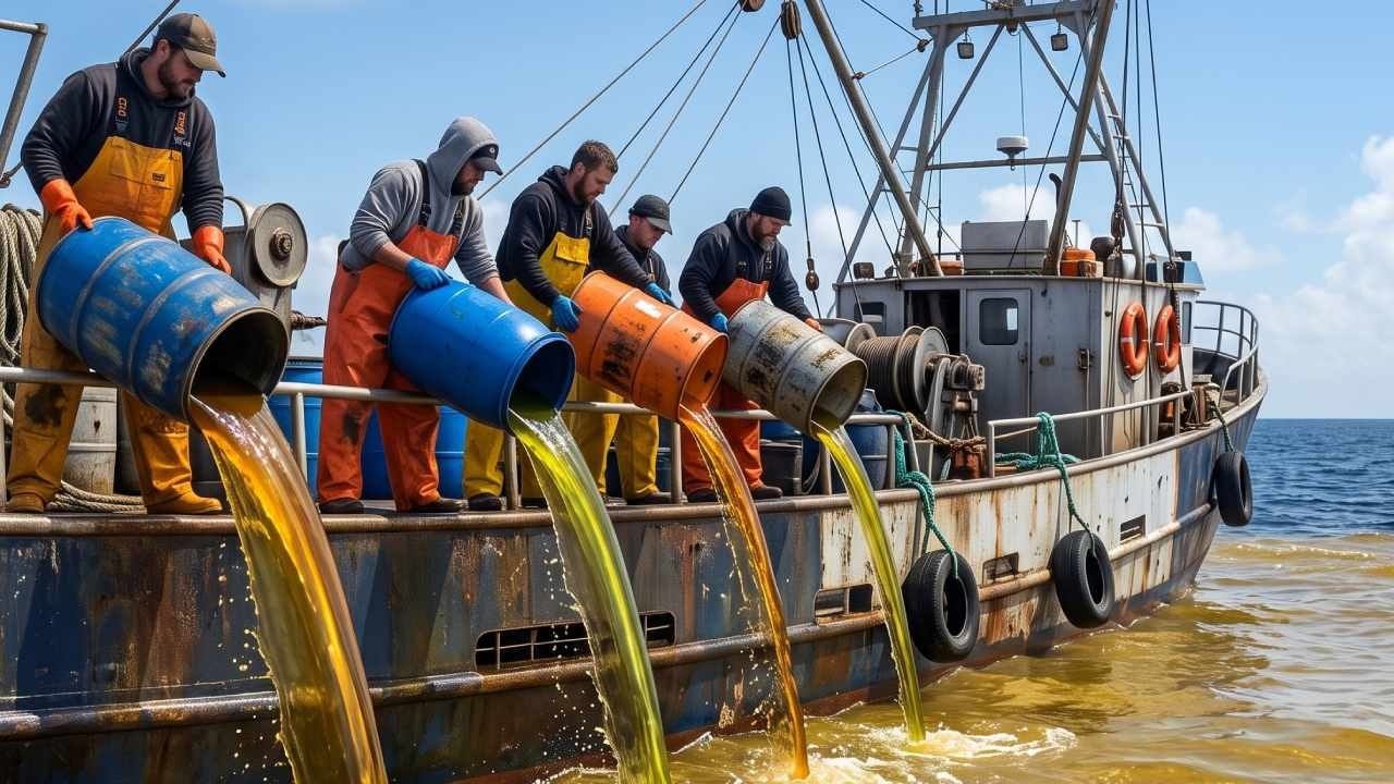 Balıkçılar denize 15 ton zeytinyağı dökmeye başladılar