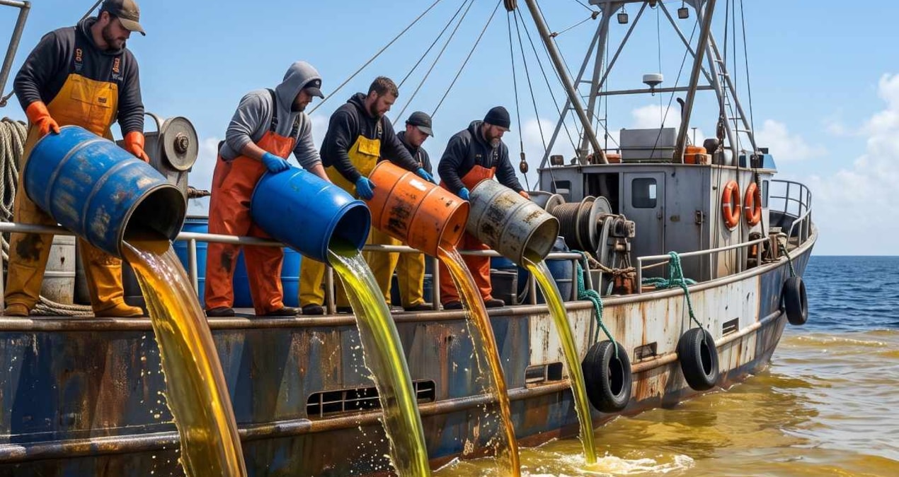 Balıkçılar dev dalgaları dindirmek için denize 15 ton zeytinyağı döktü