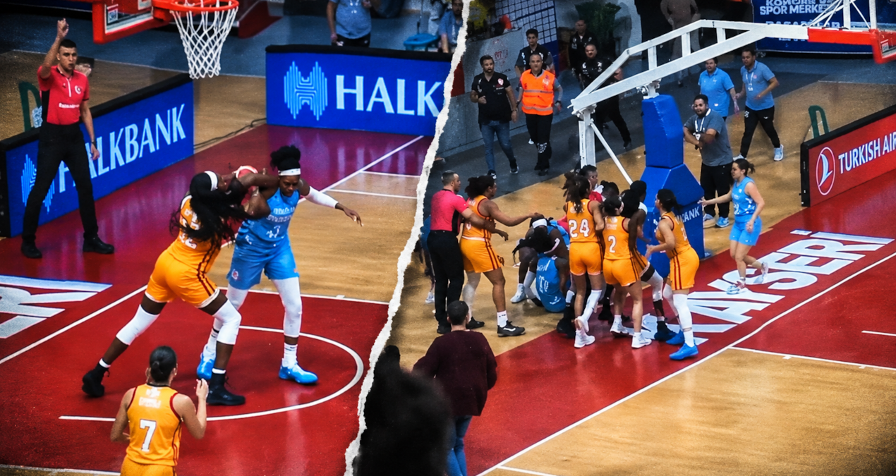 Basketbol maçında ortalık karıştı: Kadınlar saç baş birbirine girdi