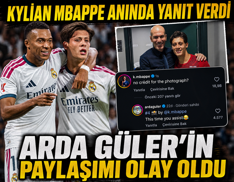 Arda Güler fotoğraf paylaştı! Mbappe'nin cevabı olay oldu